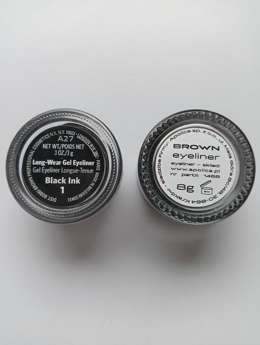 Eyelinery żelowe czarny Bobbi Brown i brązowy Apollca