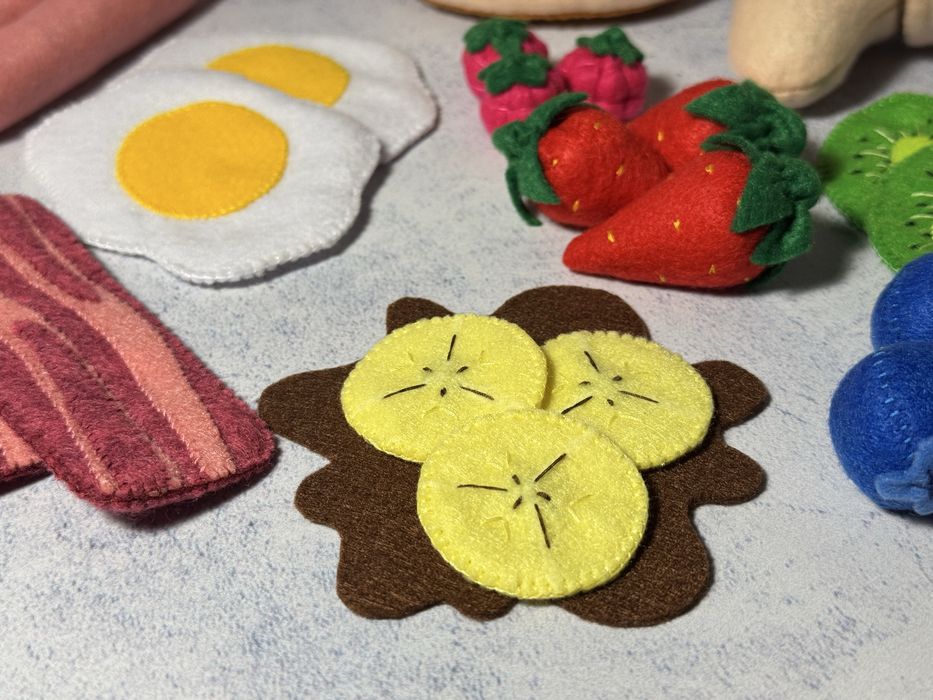 Набір сніданок для гри в ресторан Фрути з фетру , овочі з фетру