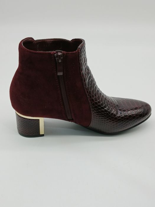 Botas de senhora bordeaux em pele e camurça 38