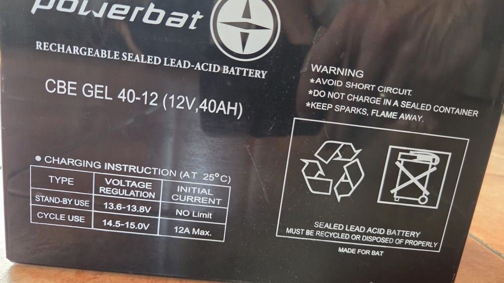 Akumulator żelowy Powerbat 40ah