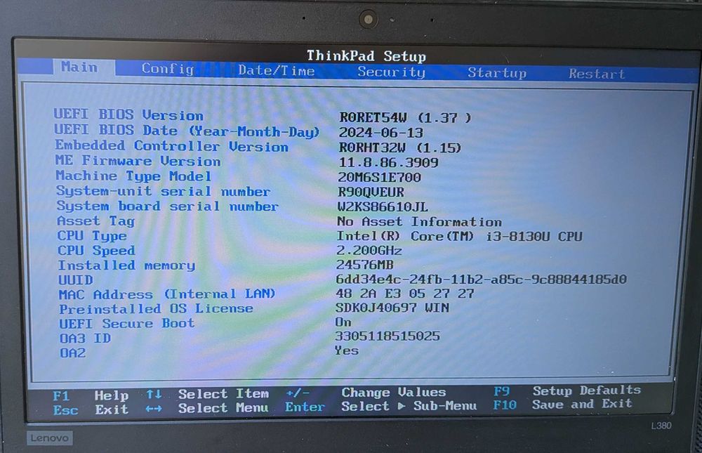 Lenovo ThinkPad L390 i3 (2.2 GHz) 24GB RAM 500Gb SSD WIN11