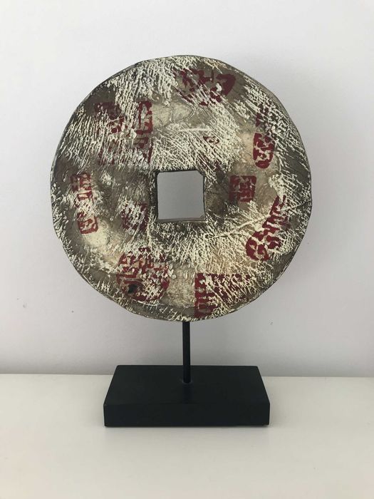 Figura decorativa mesa antiga moeda chinesa prosperidade Fengshui