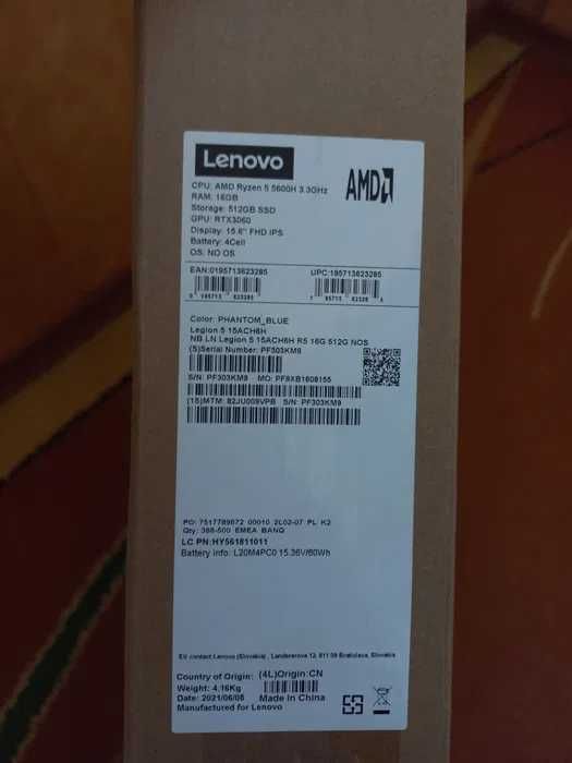 Lenovo Legion 5 15ACH6H/R5 5600H/RTX 3060/RAM 16GB