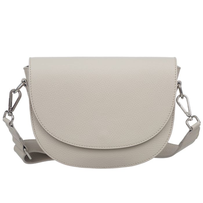 VERA PELLE torebka damska skórzana listonoszka z paskiem V558 j.beżowa