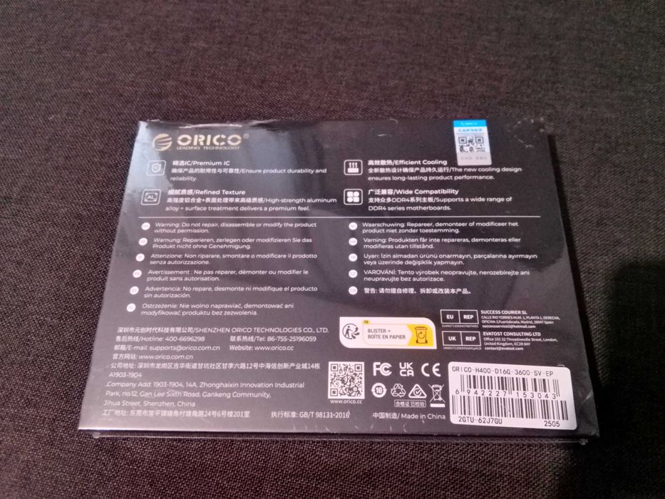 Orico Raceline Ddr4 2x8Gb 3600MHz Cl18 ціна за комп. 16Gb колір срібни