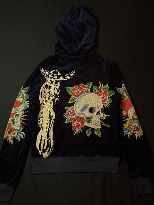 Велюрове зіп худі ed hardy by Christian Audigier