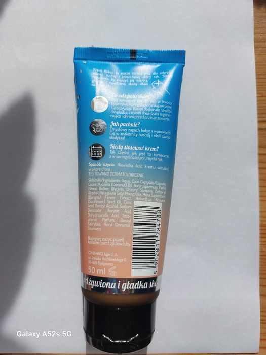 Krem do rąk onlybio kokos 50ml