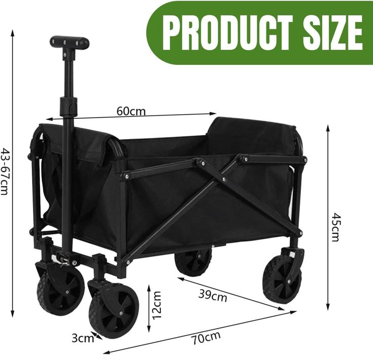 Carrinho de Camping Dobrável com Rodas| Trolley de Transporte Portátil para Praia, Jardim, Pesca e Compras | Wagon Dobrável para Exterior