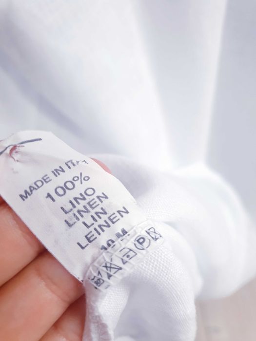 Biała lniana bluzka koszula tunika sukienka boho 38 Made in Italy