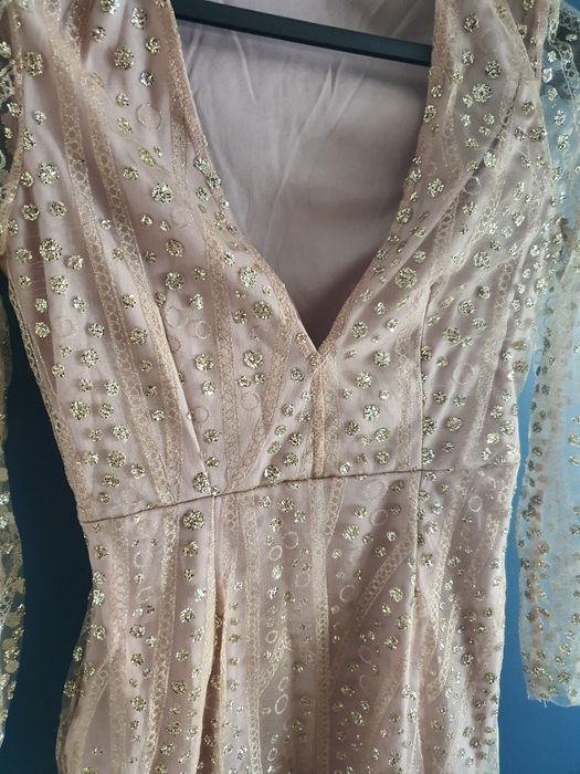 Nowa pudrowo różowa sukienka Sandbella xS S