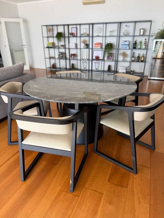 Mesa de Jantar Camerich Unity 135cm – Mármore Galaxy Grey