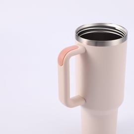 Kubek Termiczny Ze Słomką 1200 Ml Uchwyt termos kolor łososiowy