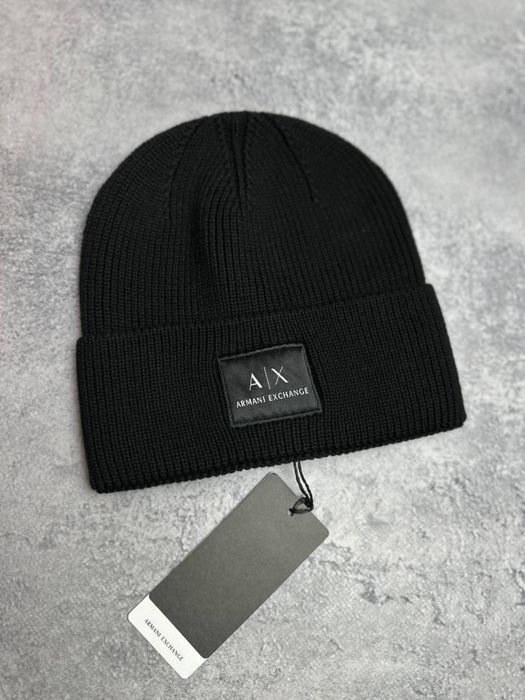 Шапка Armani Exchange чорна чоловіча шапка армані екчендж чоловіча