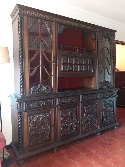 Mobília de sala completa 9 peças Mogno