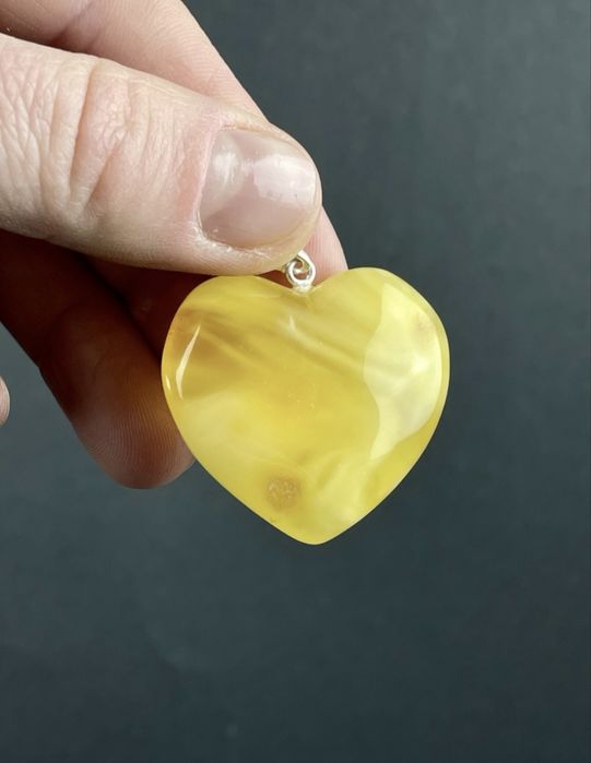 Wisiorek serce z naturalnego bursztynu 7,65g | srebro 925
