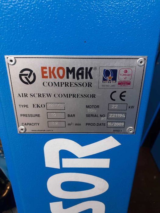Sprężarka śrubowa Ekomak Eko 22 DVST,22KW,S013546