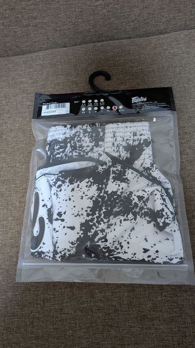 Шорти для тайського боксу Fairtex BS1948 Grunge, білі, розмір - 2XL