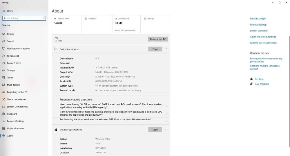 PC desktop Intel Core 4th i3 16GB RAM Disco 256GB como novo Win 10 Pro