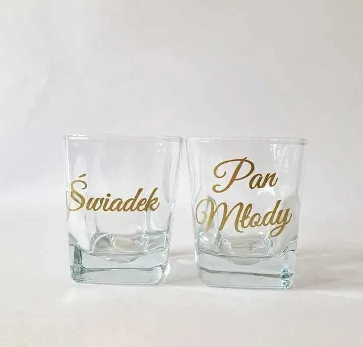 szklanki do Whisky złoty napis Świadek Pan Młody wesele ślub