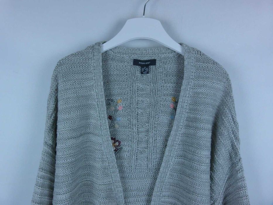 Primark luźny sweter nie zapinany akryl haft - M/L