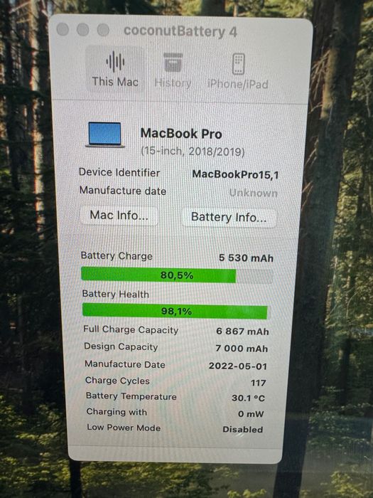 MacBook Pro 2018 15" A1990 Silver i7 / 16 Gb / SSD 512GB / Retina