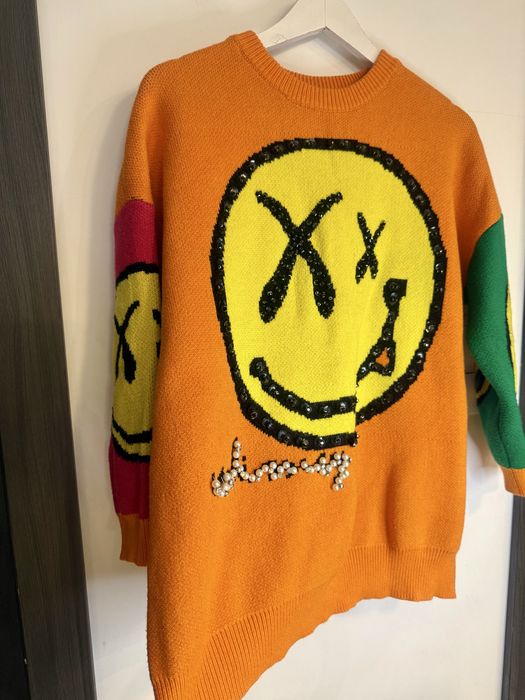 Kolorowy włoski grubszy  sweterek oversize