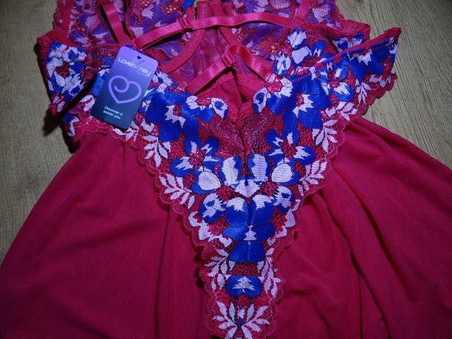 Lovehoney koszulka śliczna róż koronka i tiul S