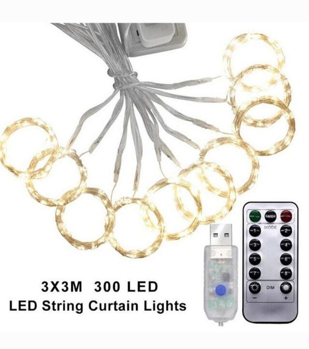 Гирлянда штора. Гирлянда роса. Світло. Декор. Краплі роси