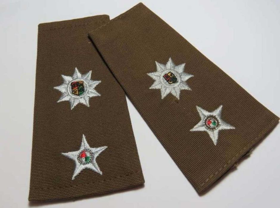 Dragonas de posto de Tenente-Coronel da Força de Defesa Nacional da África do Sul (SANDF) (Par) – Modelo Slip-on para Oficiais do Exército.