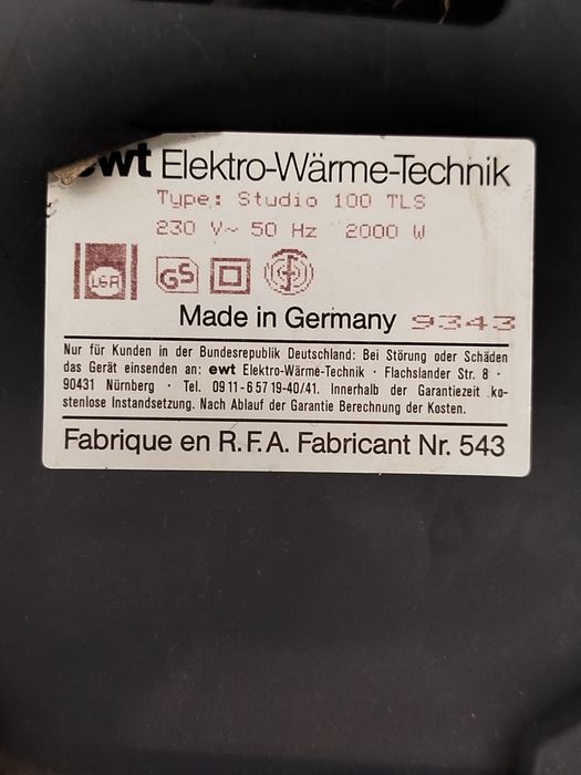 Обігрівач EWT тепловентилятор,дуйчик