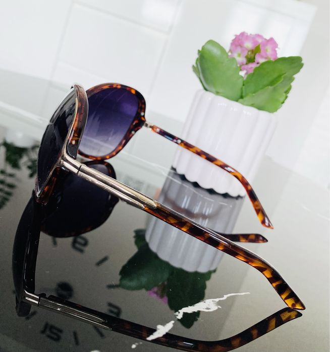 Okulary przeciwsłoneczne damskie brązowe panterka