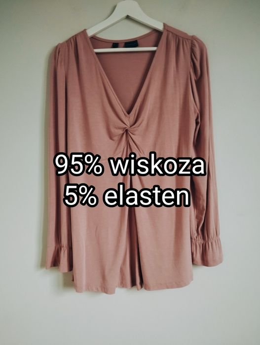 Bluzka codzienna z wiskozy, pudrowa bluzka r. Bodyflirt