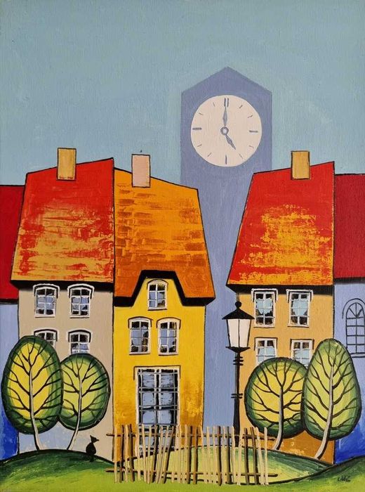 Mariola Zając obraz olejny "Miasteczko"