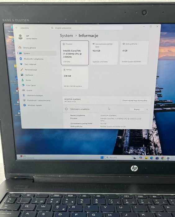 Laptop ZBook 15 G3 i7 16GB Ram SSD FHD QUADRO 4GB Win 11