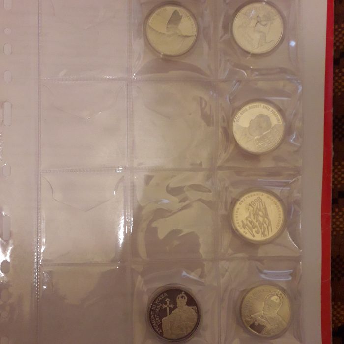 Monety kolekcjonerskie srebrne polskie od 1995 do 2003 r. (komplet)