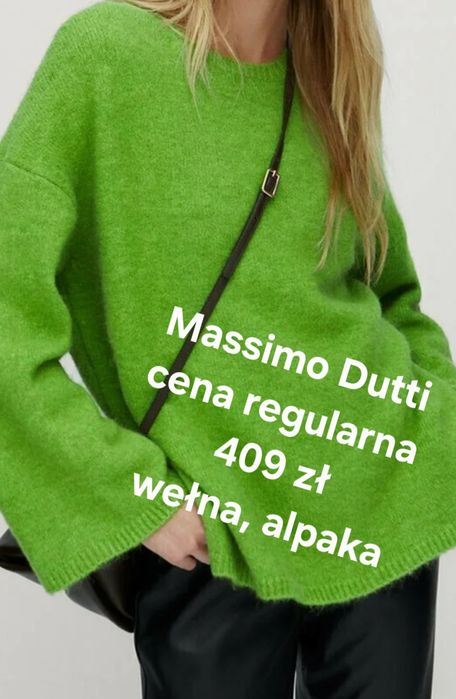 Zielony sweter Massimo Dutti wełna alpaka