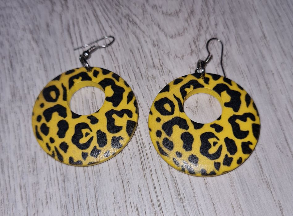 Kolczyki damskie panterka żółty