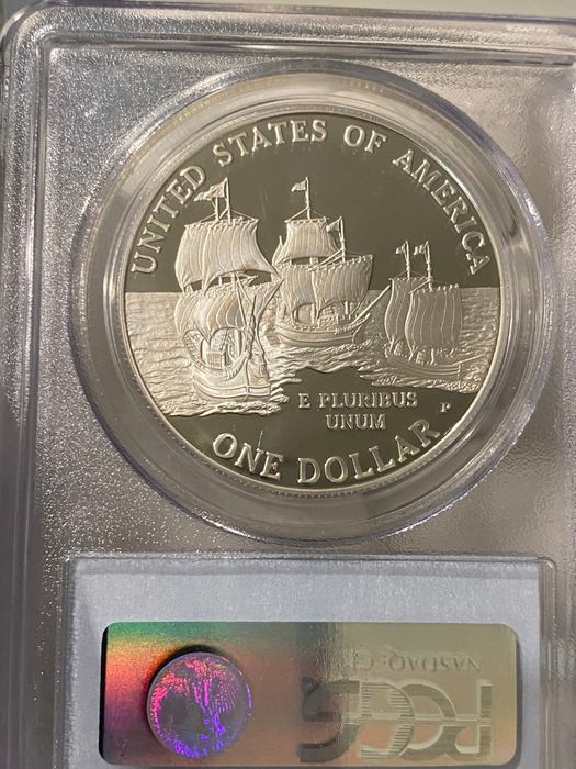 Долар США 2007р. "Р". Поселення Джеймстаун. СРІБЛО. ПРУФ. СЛАБ