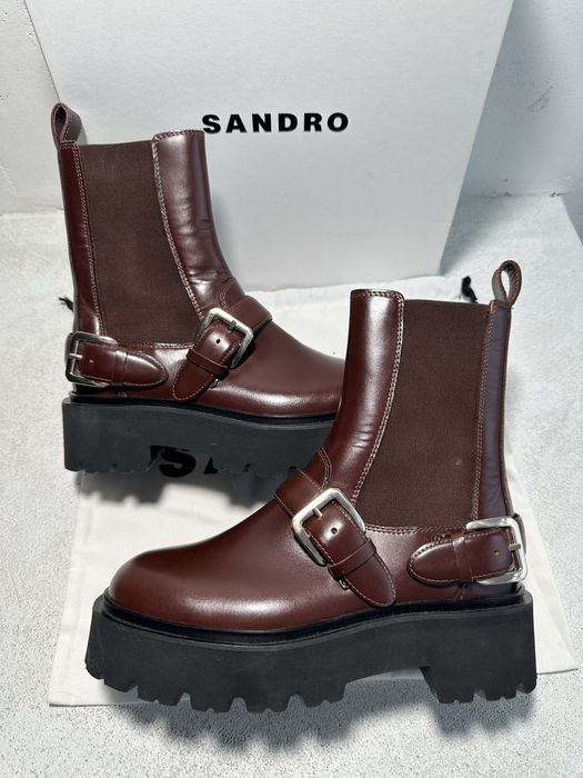 Ботинки Sandro коричневые кожа SFACH01022 baldinini