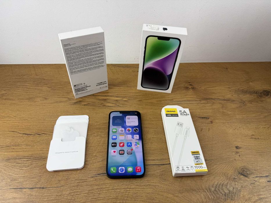 1548 Telefon Apple Iphone 14 PLUS 128GB. ZADBANY, JAK NOWY, Komplet