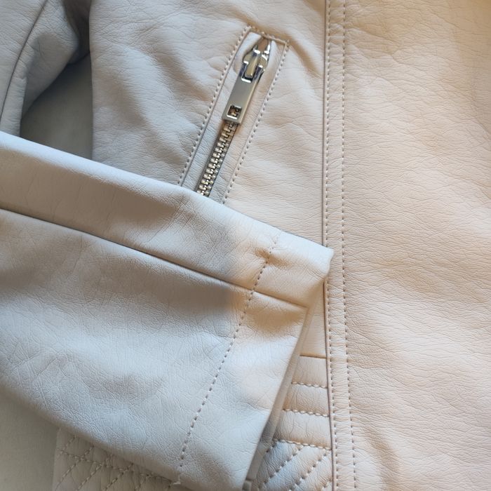 Ramoneska skórzana kurtka beż cool club 134