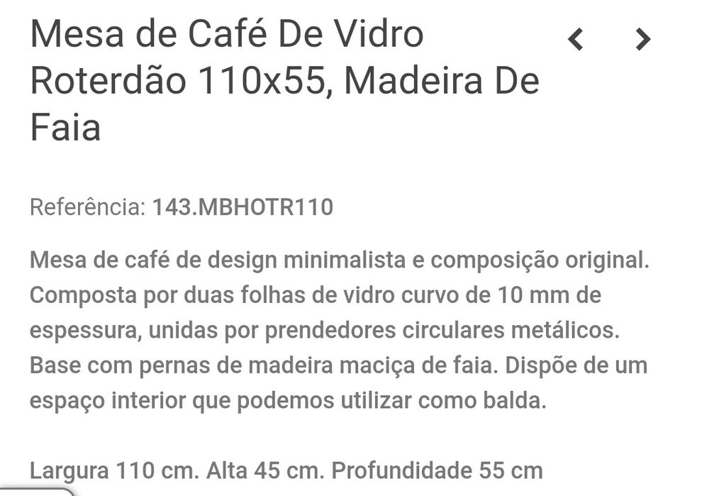 Mesa de centro em vidro NOVA