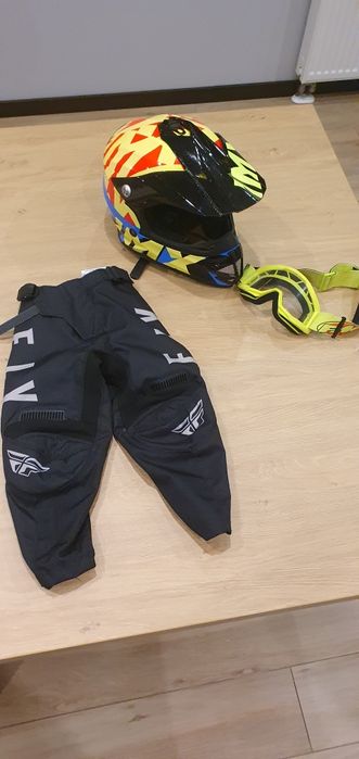 Junior kask gogle spodnie cross quad