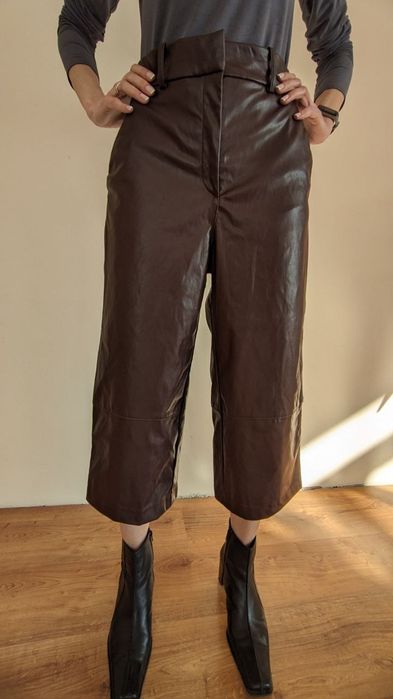 H&M жіночі штани екошкіра бордо