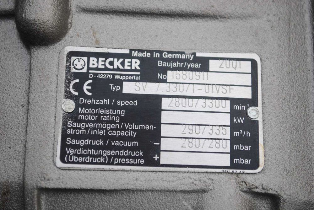 Wentylator bocznokanałowy, pompa próżniowa 3kw. BECKER