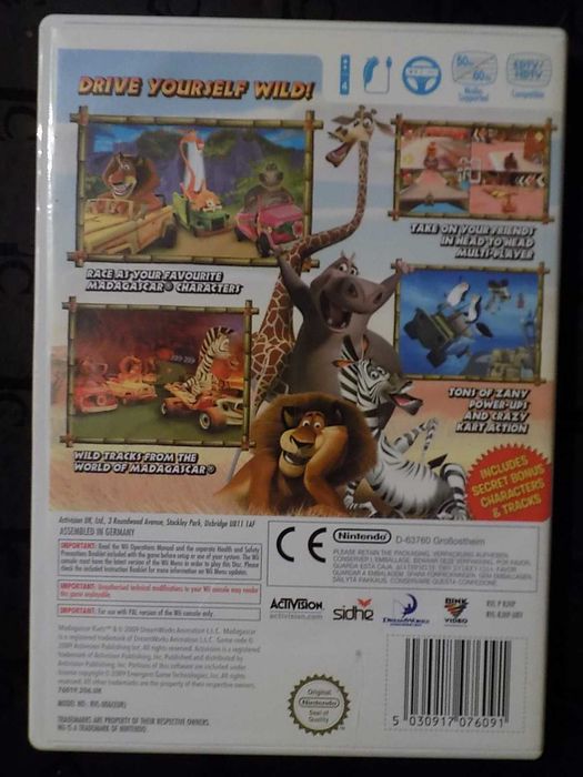 Madagascar Kartz na Nintendo Wii Wii U /Mini -komplet 3xA w bdb stanie