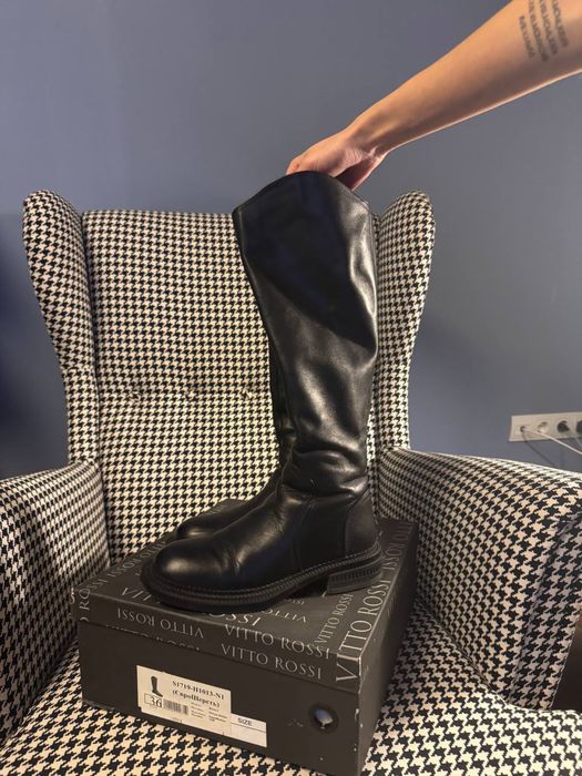 Зимові, шкіряні чоботи/сапожки Vitto Rossi. ОРИГІНАЛ; 36 розмір