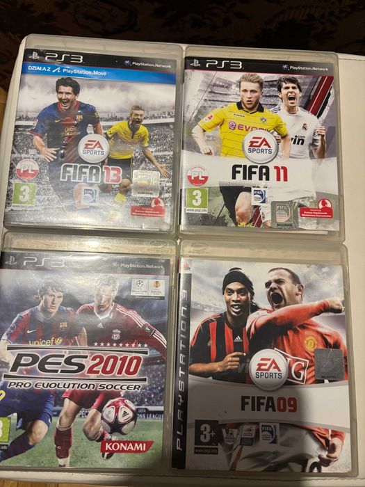 pakiet piłkarski, zestaw 4 gier PS3, FIFA 09, 11, 13, PES 2010 PlayStation 3 PL