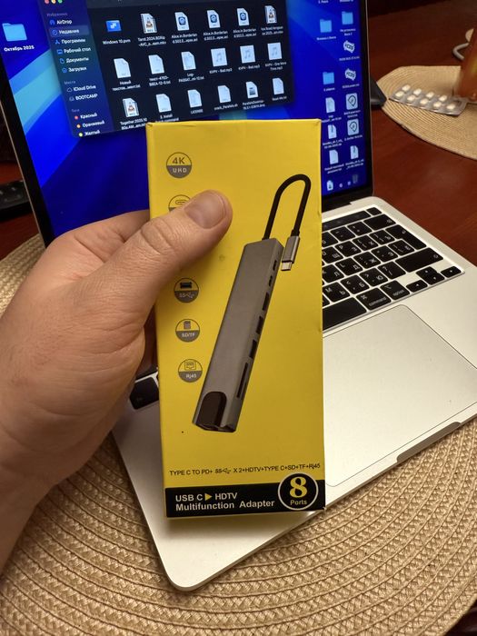 Usb hub type c для macbook imac пк 8в1 разветвлитель портов