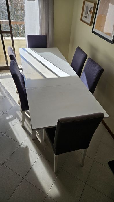 Extendable IKEA Table up to 2.20 m + 6 IKEA Chairs.64553332867970121